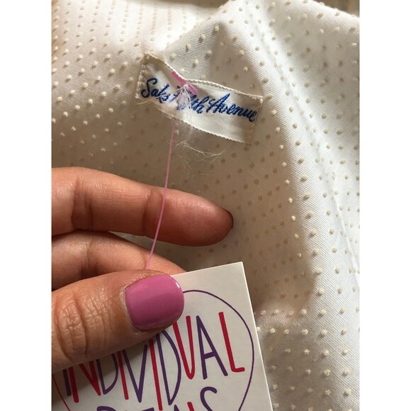 1960s-1970s SAKS FIFTH AVE. Swiss Dot Drop Waist Pleated Tennis Mini Dress. L-XL - Picture 8 of 9